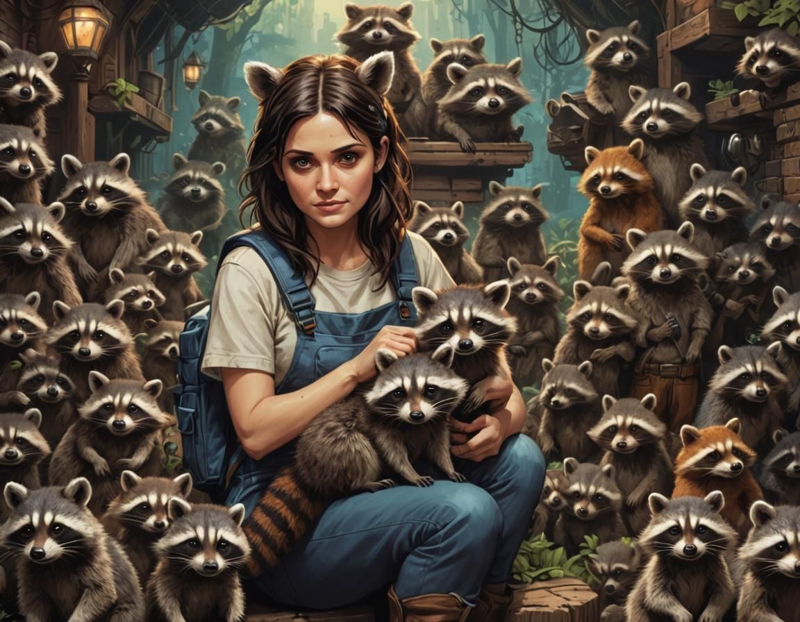 Morgan Webb and Raccoon in Comic Book Art