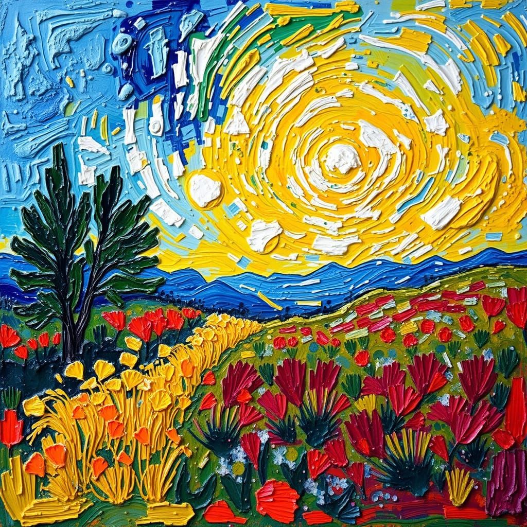 Expressive Impasto Painting with Tactile Texture and Depth