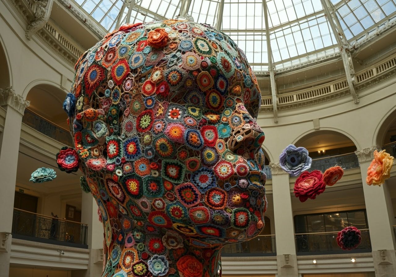 Head-Frame Rubber Painted Industrialcrochet Flower-Dreads