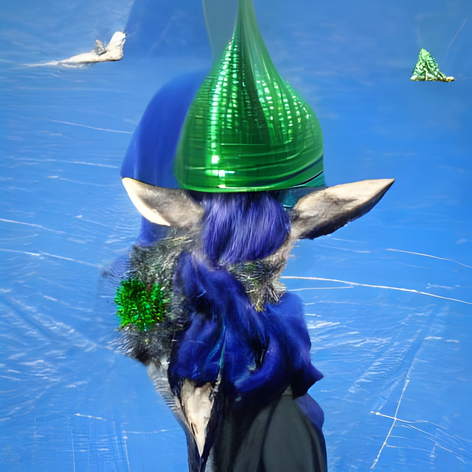 Glittery Green Dunce Cap with Cobalt Fringe