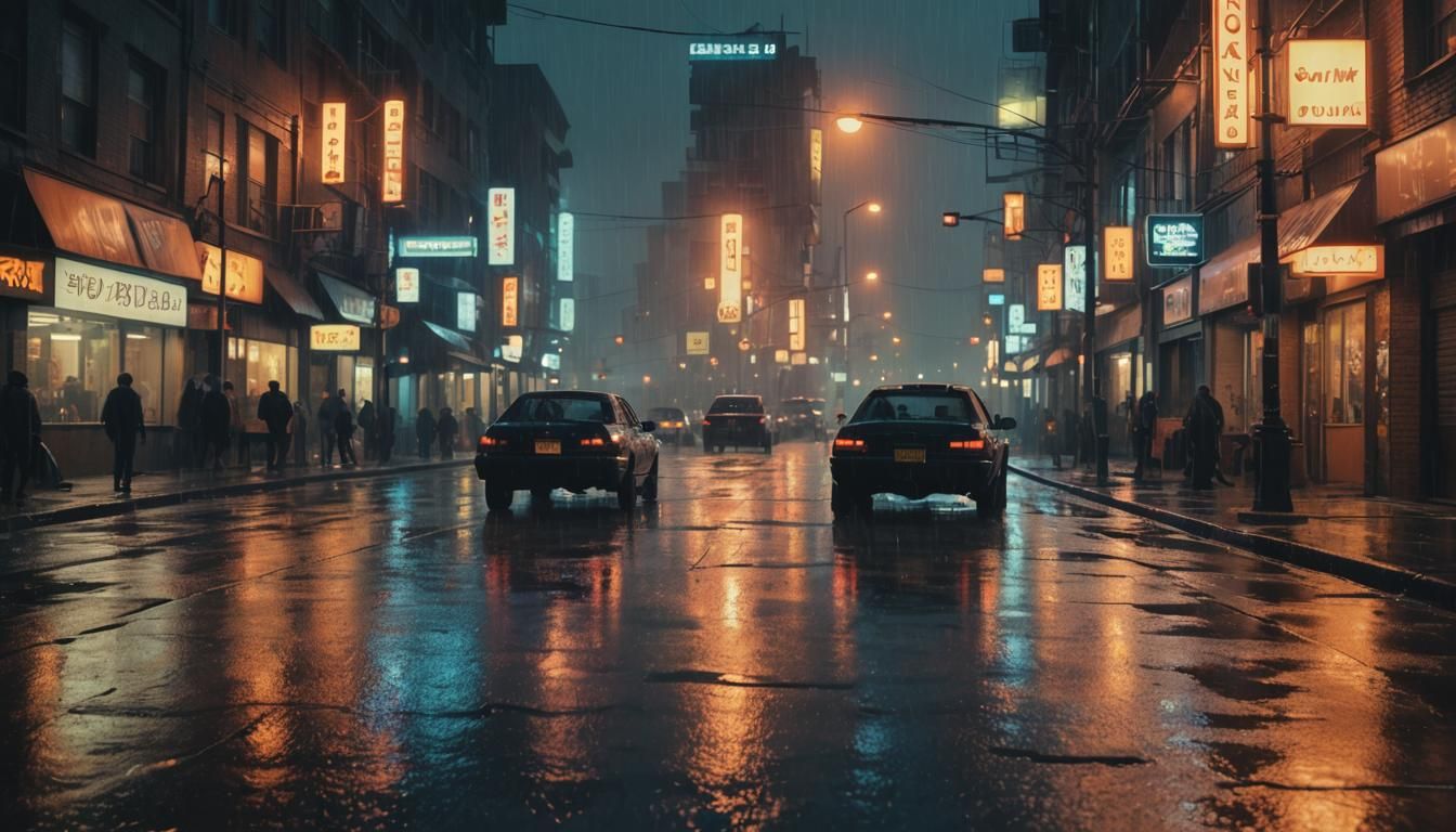 Dystopian Cityscape Surveillance in Cyberpunk Style