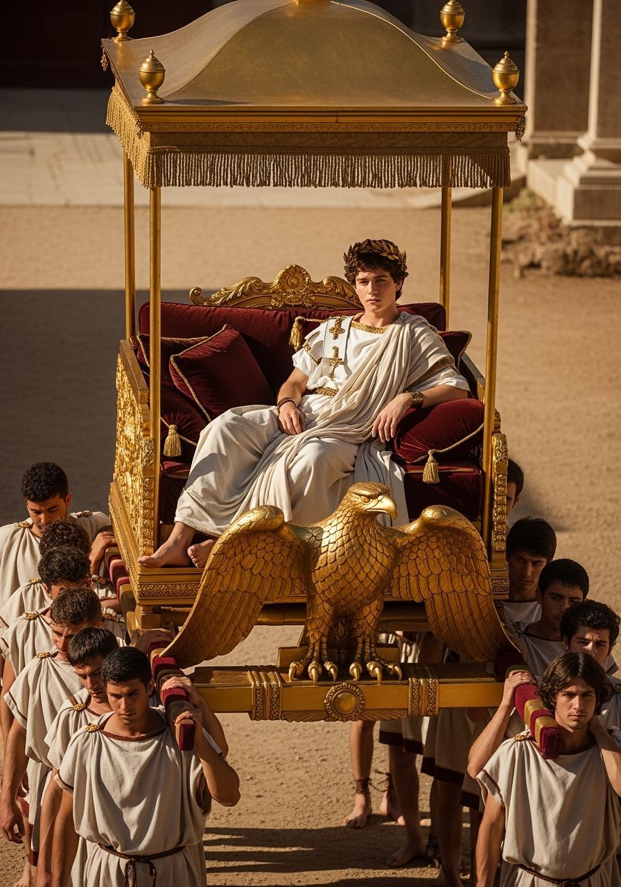 Elegant Roman Emperor on Imperial Eagle Litter