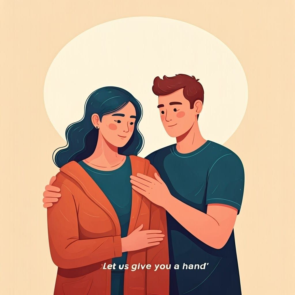 Minimalist Couple Embracing with Inspirational Quote