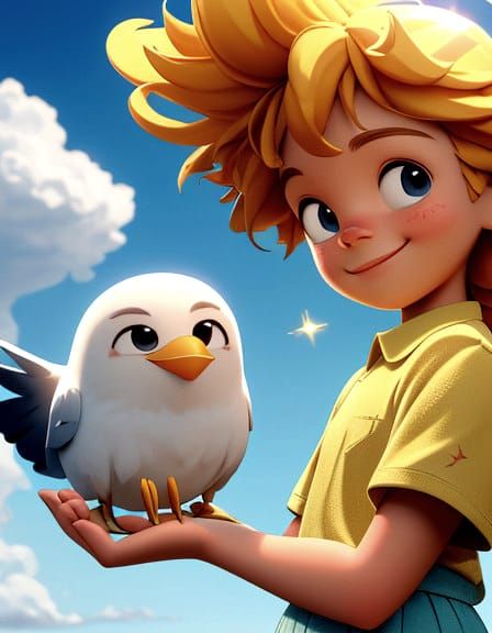 Warm and Fuzzy Sun Character in Pixar Cartoon Style