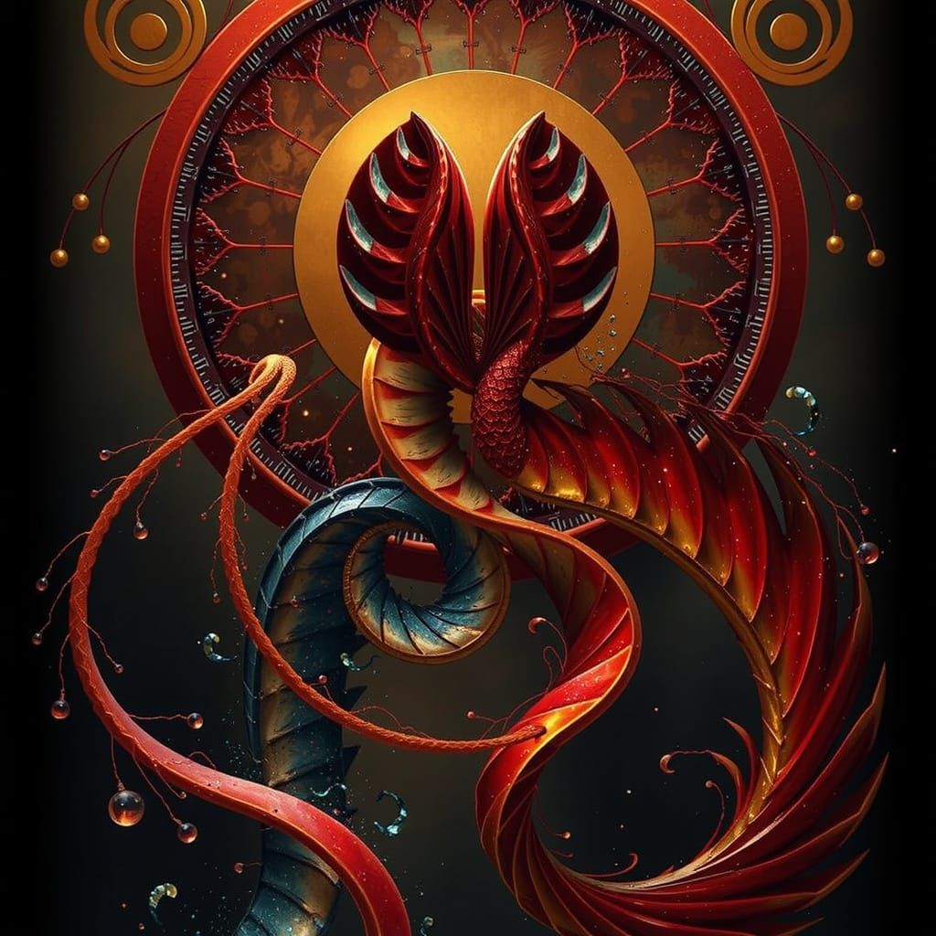 Abstract Swirling Scarlet Forms