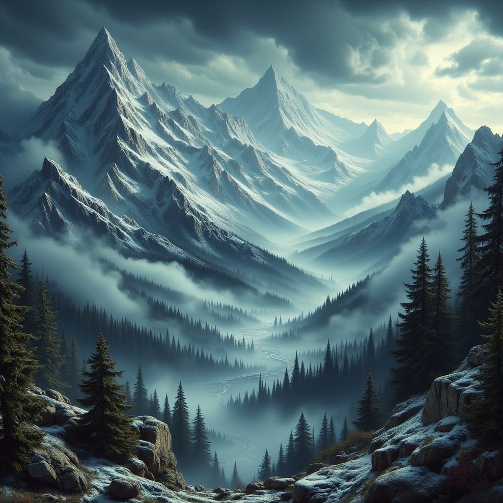 Forbidden Dragon's Spine in Moody, Cinematic Landscape