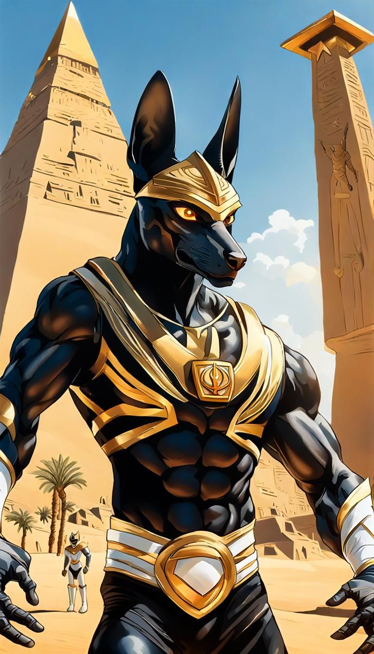 Anubis Jackal Bodybuilder in Anime Style