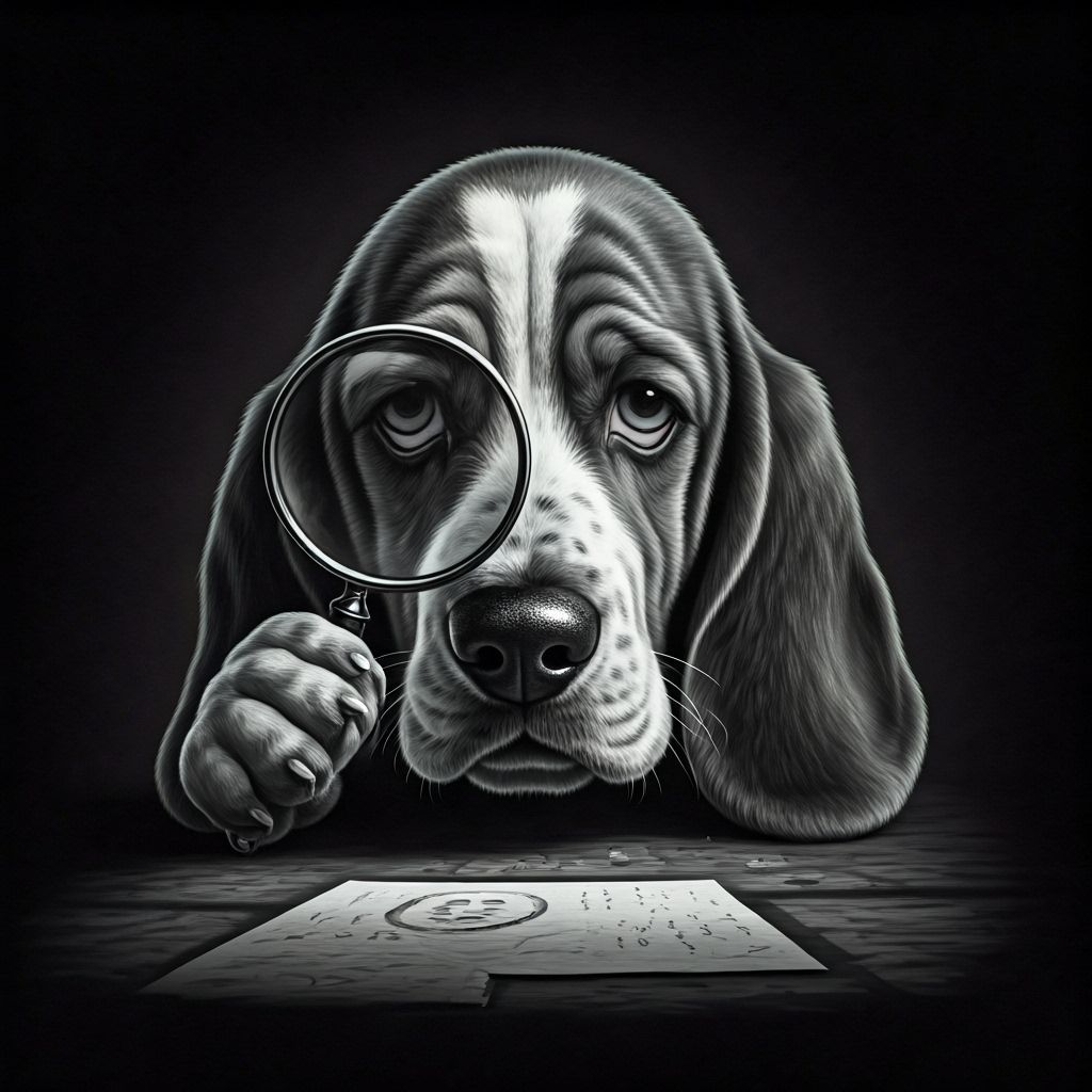 Noir Detective Hound in Charcoal Style