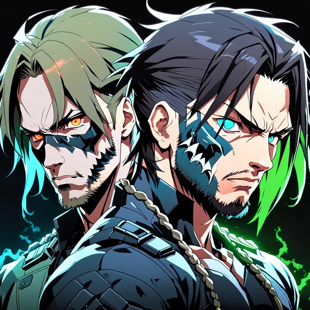 Split-Faced Mashup: Eminem and Venom in Anime Style