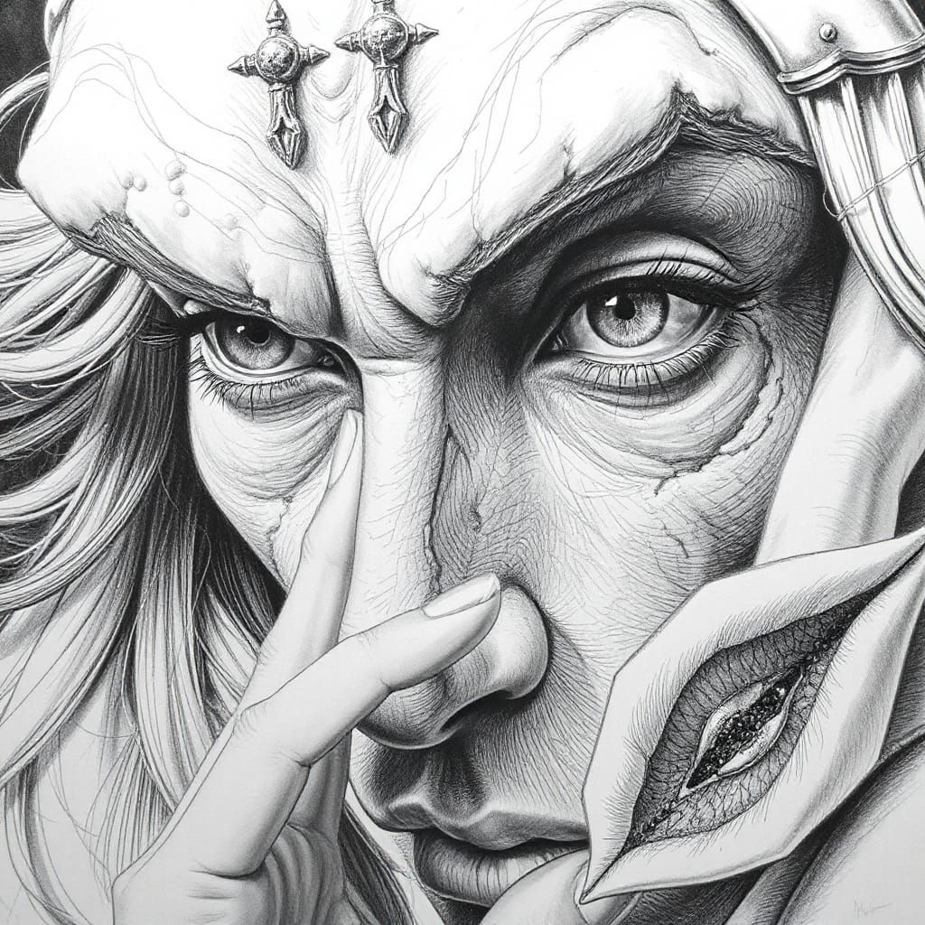 Oniric Muse Hyperdetailed Pencil Drawing