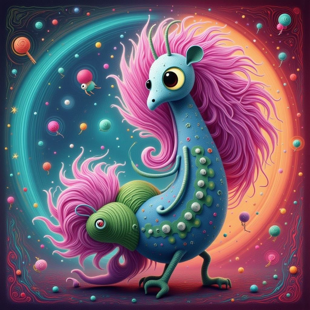 Intricate Stitched Moth Portrait in Textile Art Style