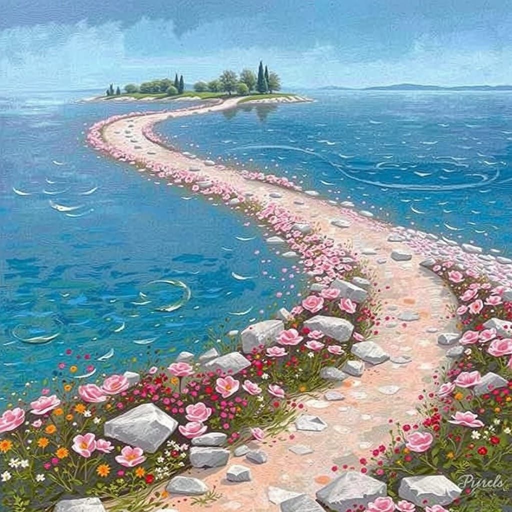 Romantic Seaside Road to a Lush Green Isle