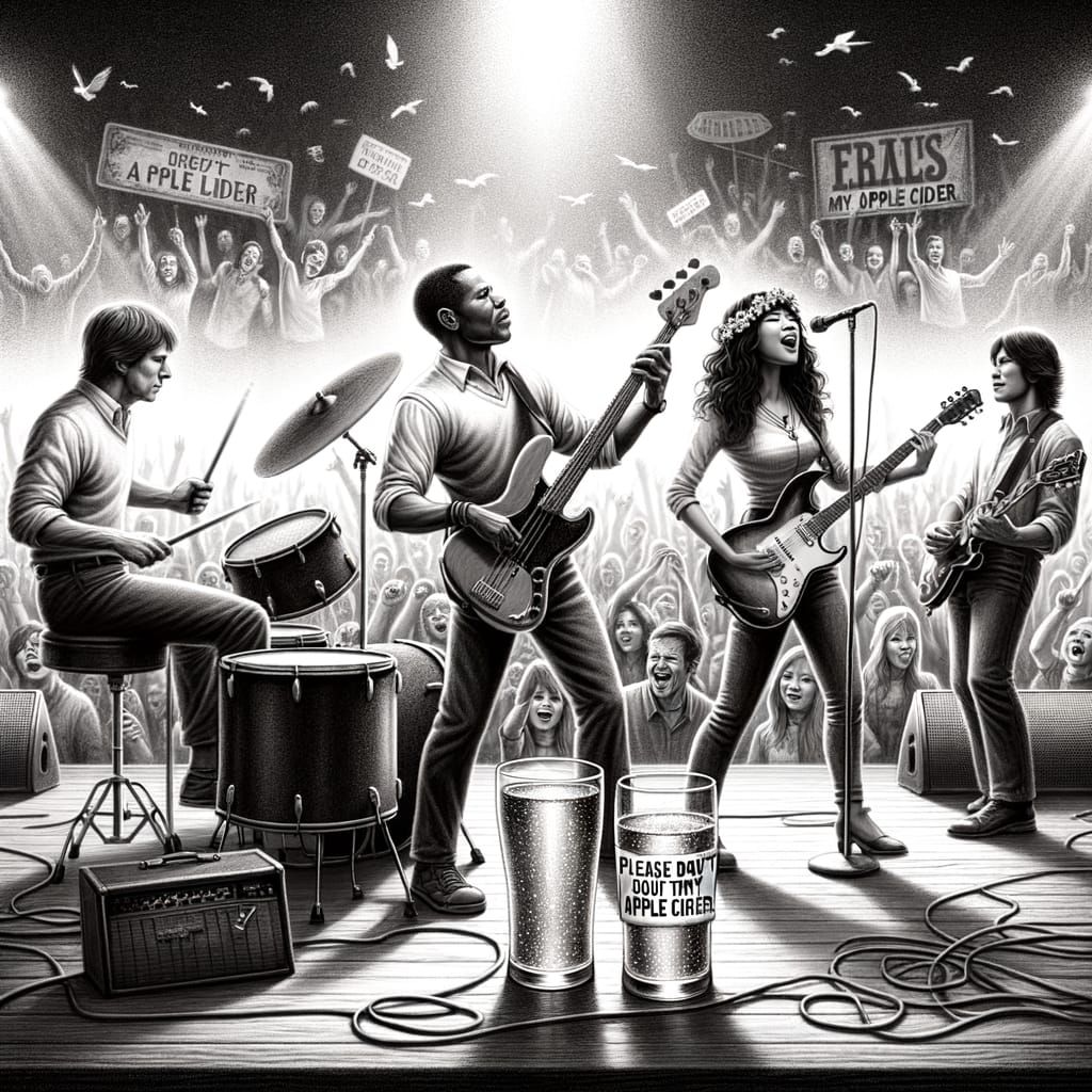 Energetic Concert Scene in Hyperdetailed Black and White Cha...