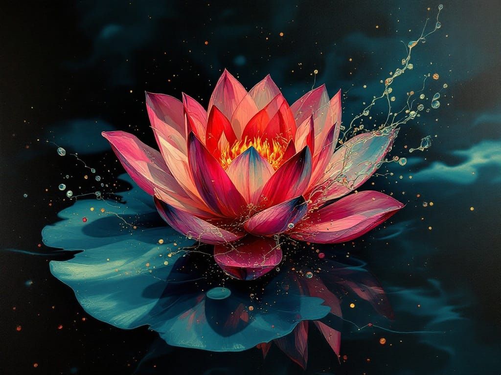 Ethereal Beauty in Crimson, Cerulean, and Gold