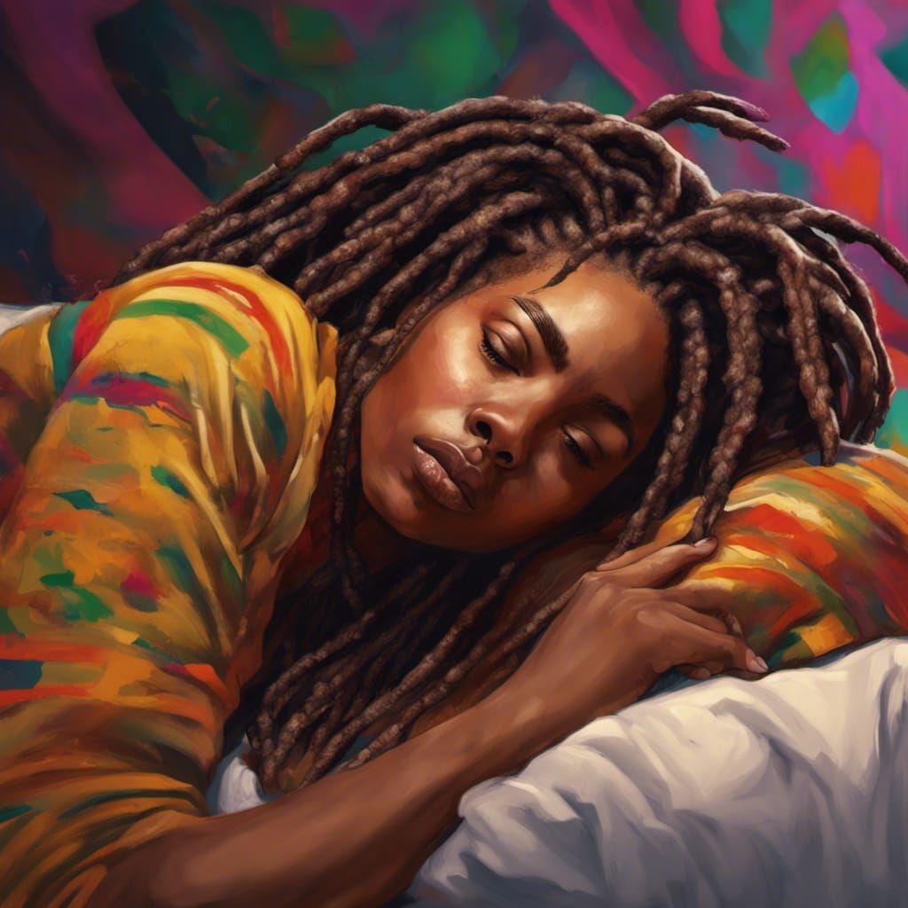 Hyperrealistic Portrait of Sleeping Black Woman