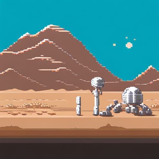 Retro Pixel Art Moon Base in Castlevania Style