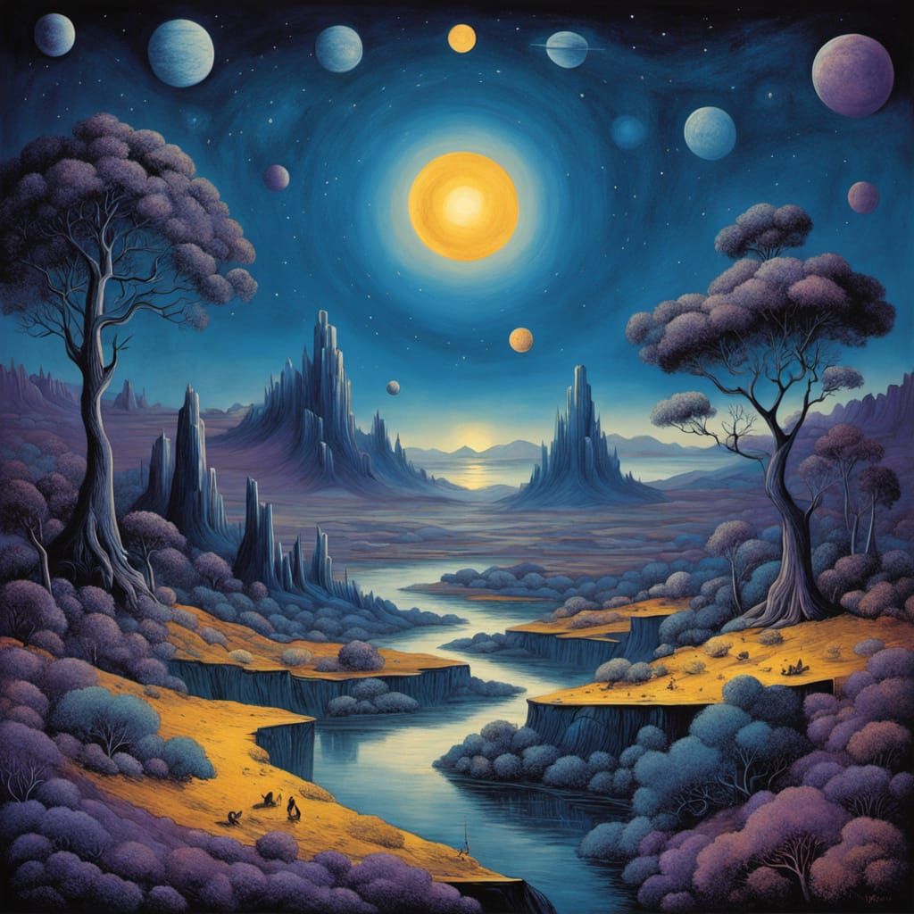 Celestial Library Among the Stars in Cosmic Fantasy Style