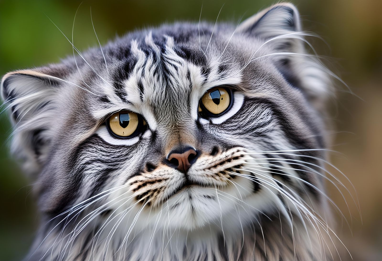 Close-Up Portrait of a Pallas's Cat Face