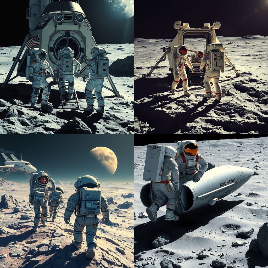 Astronauts Touch Down on Lunar Surface in Spacecraft