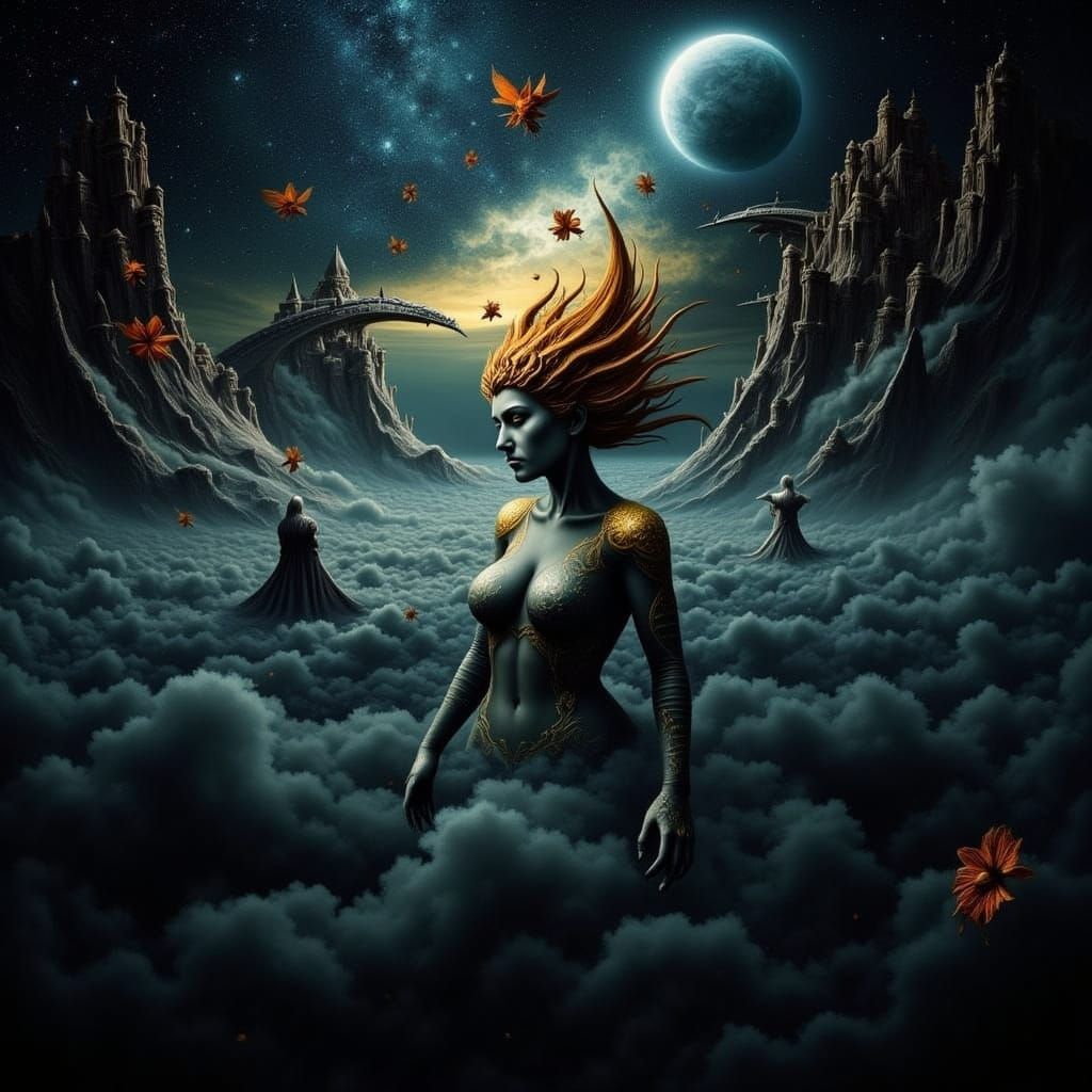 Dark Cosmic Landscape in Biohazard Aesthetic