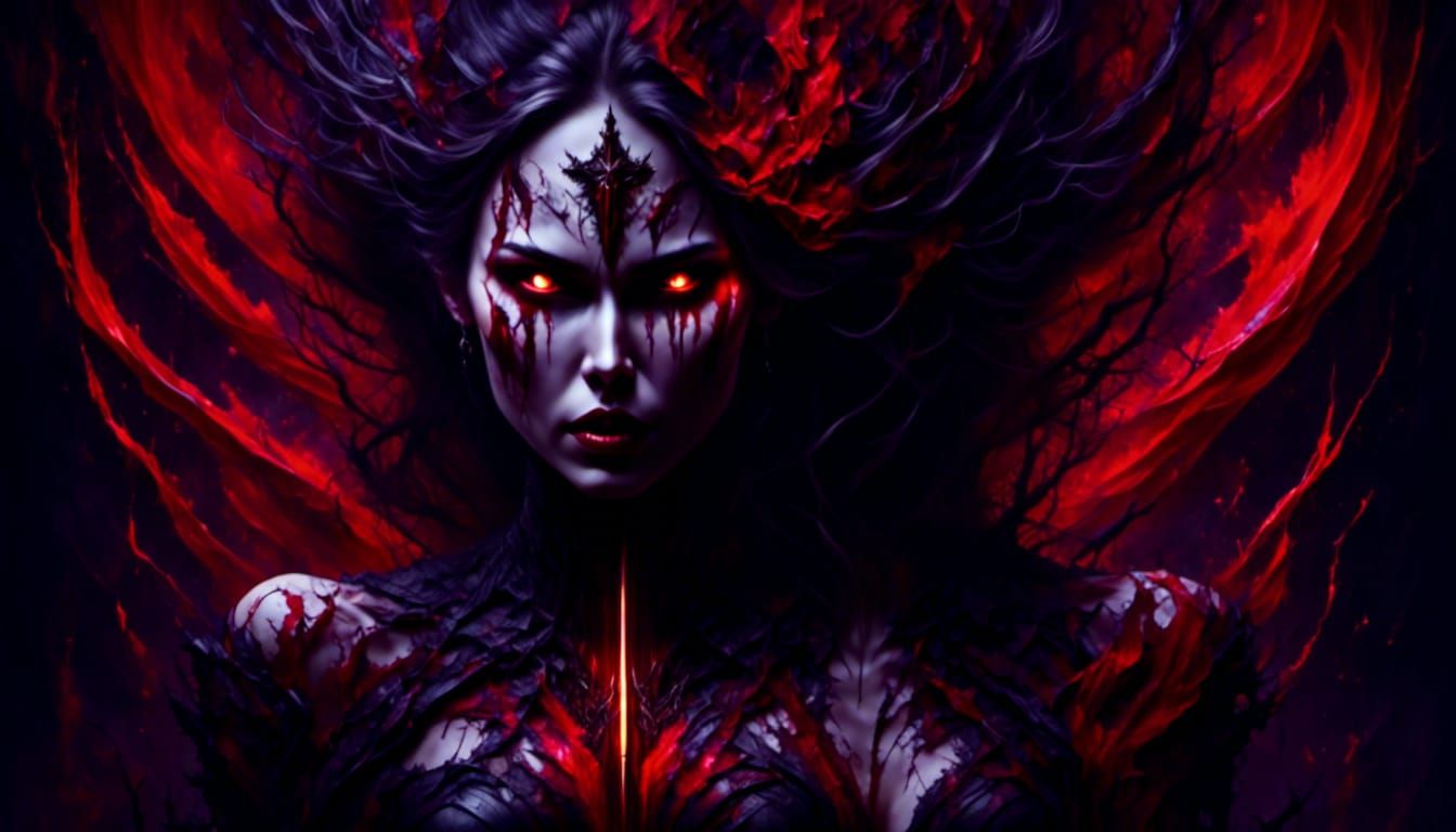 Hyperrealistic Asian Vampire Portrait in Dark Fantasy Style