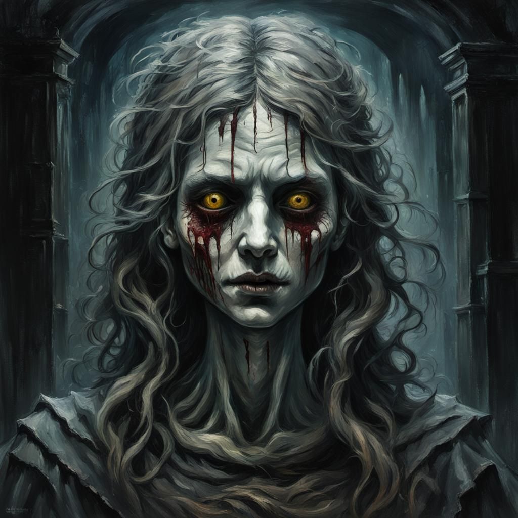 Grotesque Ghost Girl: An Impressionist Horror Masterpiece