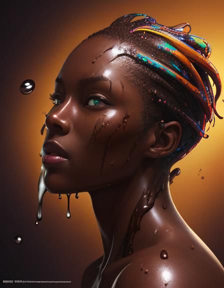 Hyperrealistic Chocolate Splash Art with Dramatic Lighting