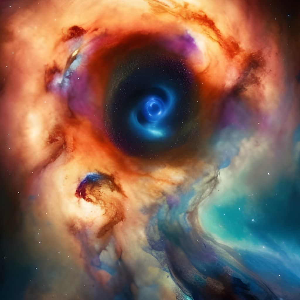 Dramatic Black Hole with Colorful Nebulae