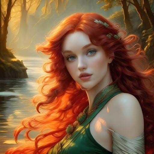 Voluptuous English Woman with Long Red Curls