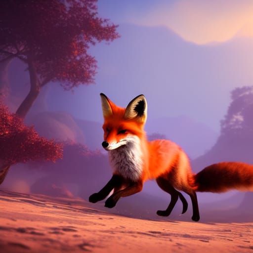 Fantastical Fox Run: Detailed Matte Painting