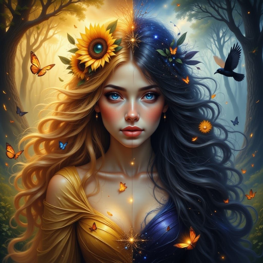 Sun Goddess and Shadow Sorceress Portrait