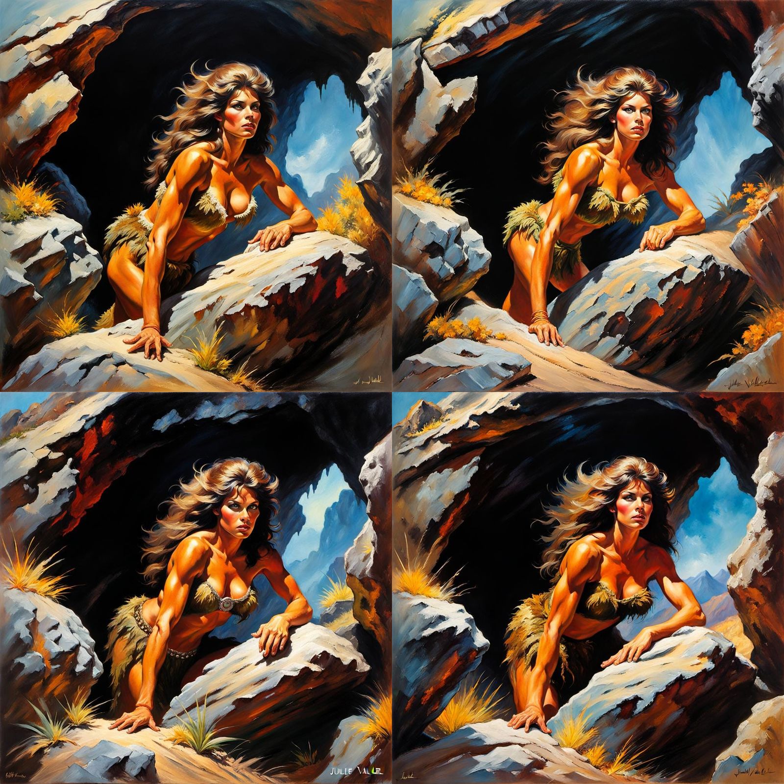 Fantasy Cave Woman in Impasto Style
