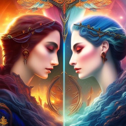 Mystic Sorcerers Kiss in Fantasy Art Style