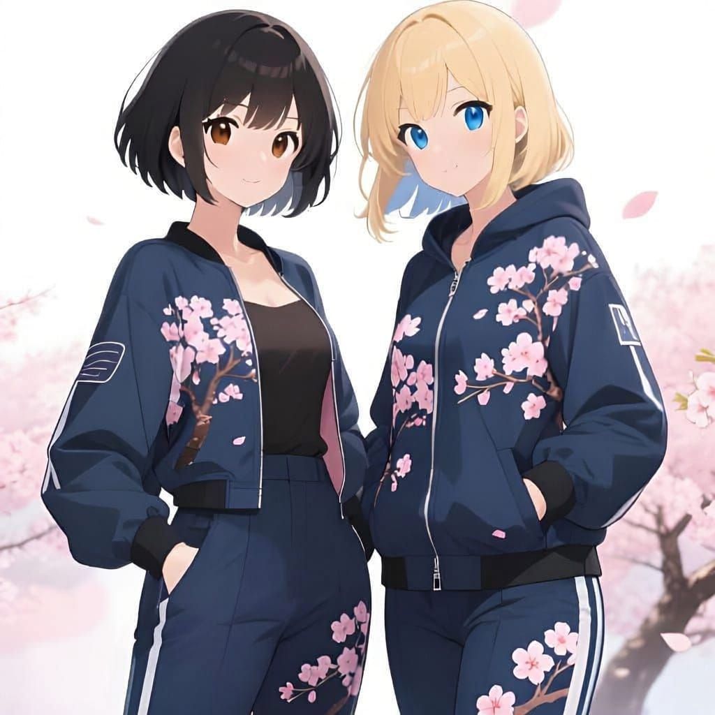 Anime Women in Sakura Jackets