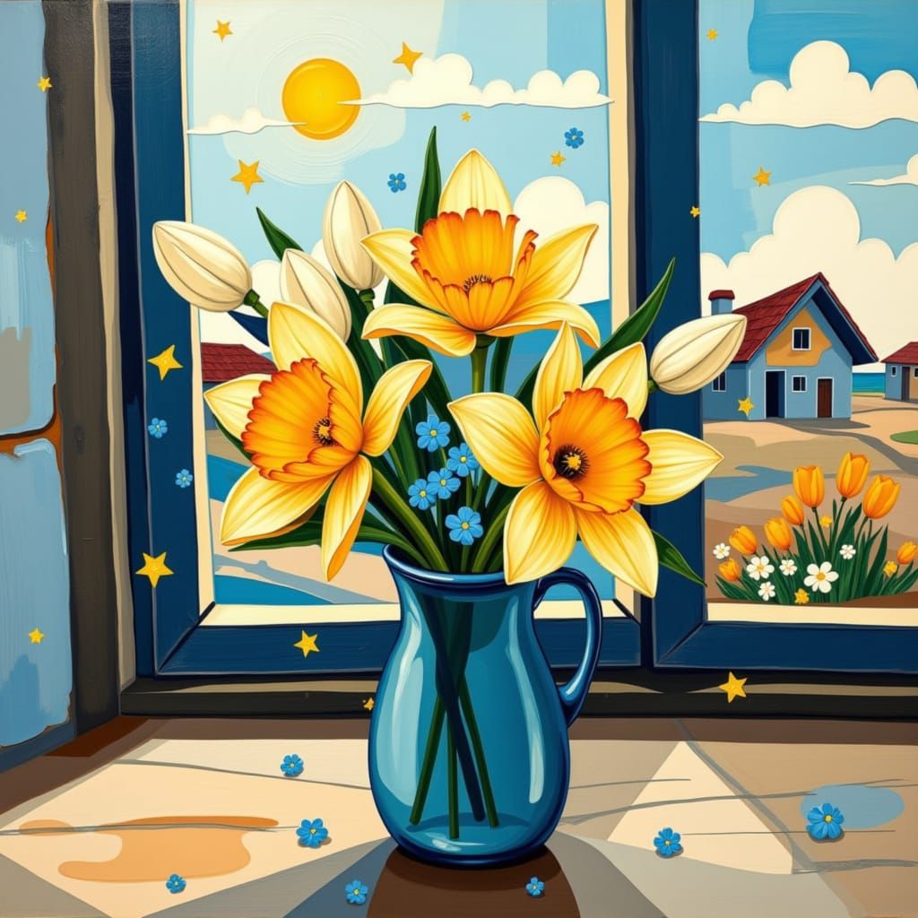 Ukrainian Freedom Bouquet in Mondrianesque Style