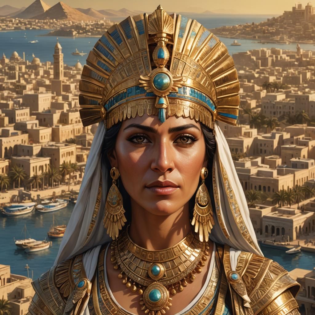 Cleopatra Portrait in Ancient Alexandria: Hyper-Realistic Di...