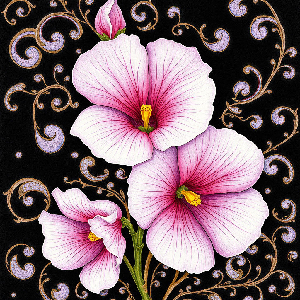 Sweet Pea Blossoms in Salt Art Style