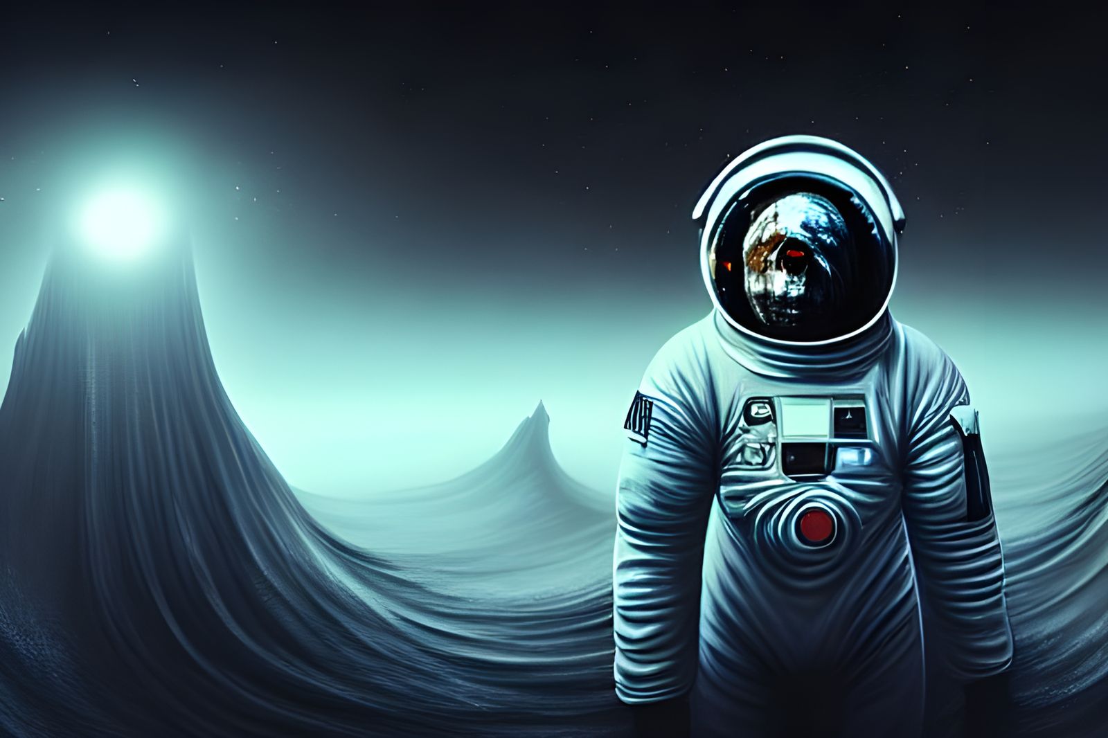 Astronaut Lost in Galaxy: Dystopian Sci-Fi Illustration
