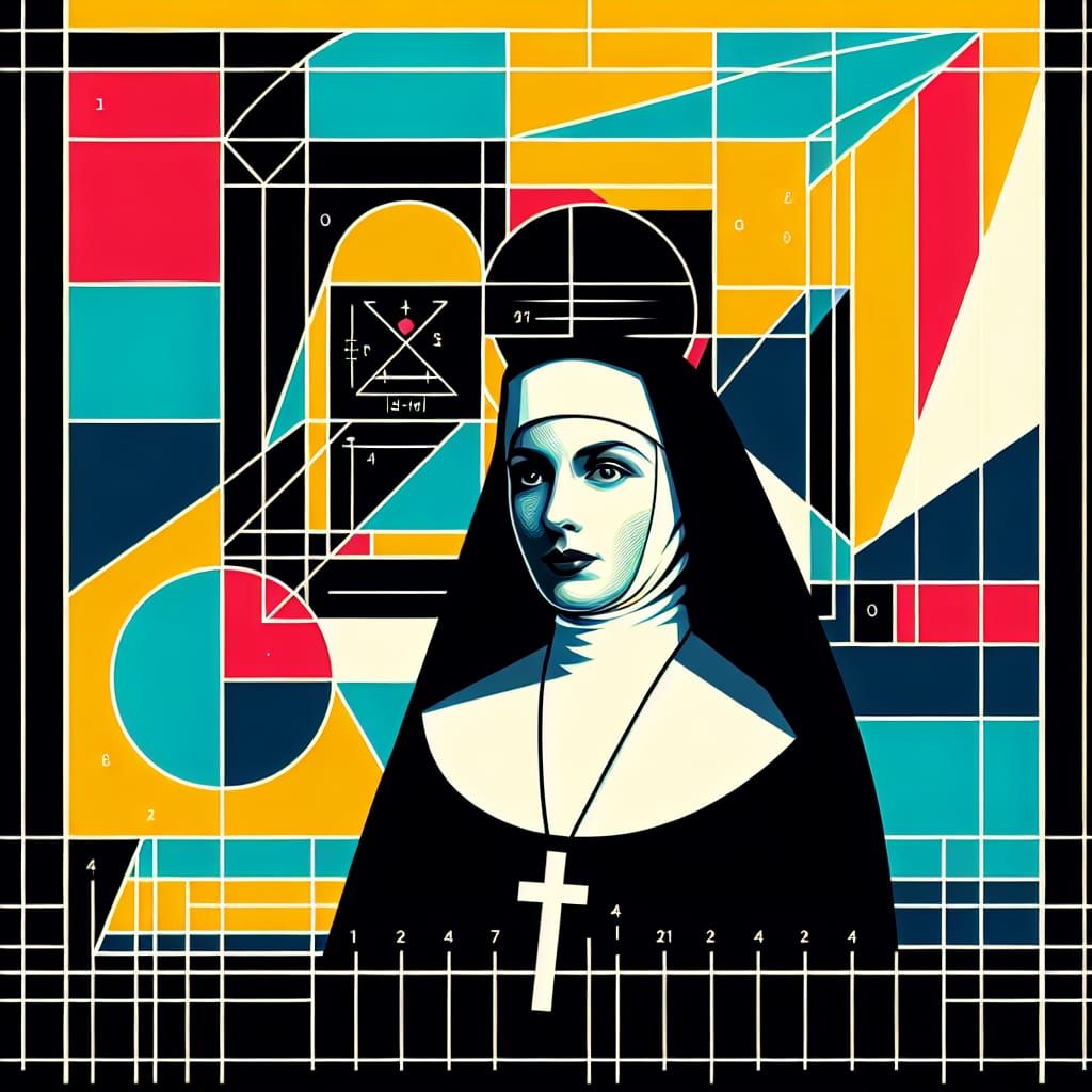 Nun at Blackboard: Pop Art Screen Print
