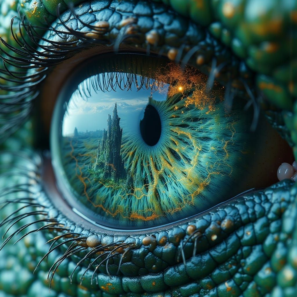 Dragon Eye Reflecting Fantastical Realm