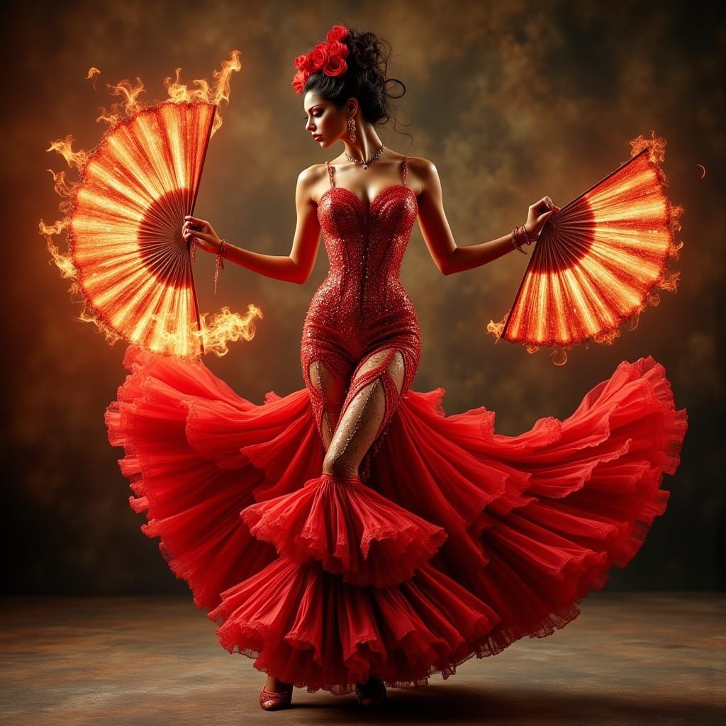 Flamenco Fury: Afro-Mexican Warrior in Metallic Armor