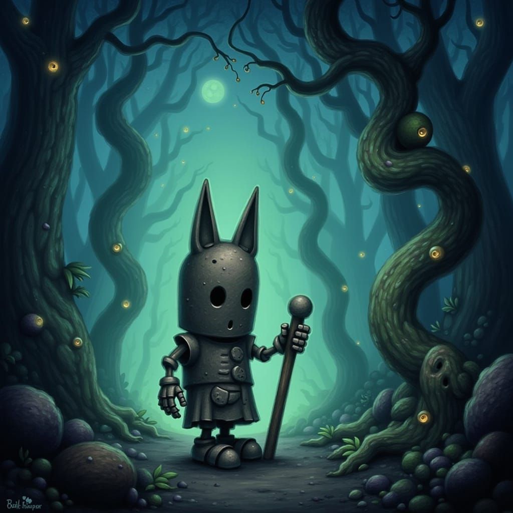 Skeletal Fox Wizard in Haunted Forest Concept Art