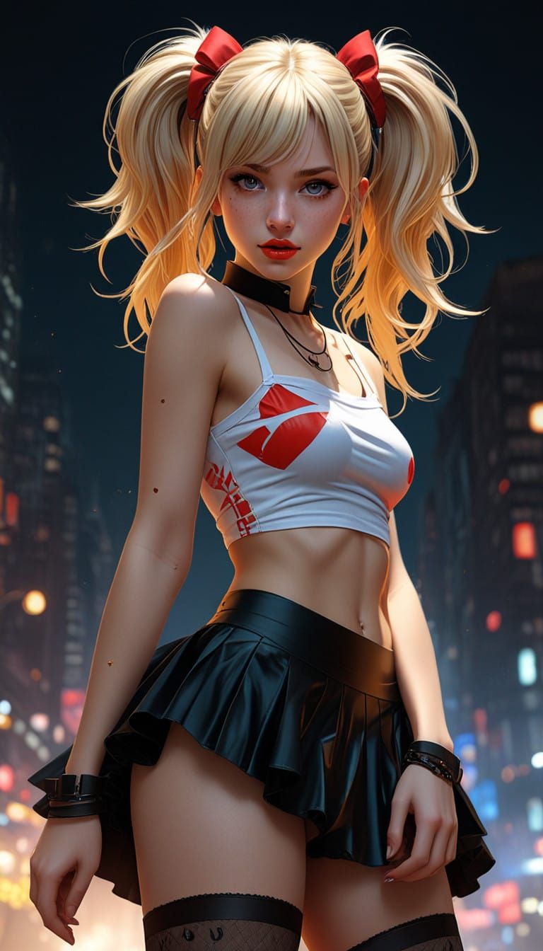 Hyperrealistic, Kawaii girl, art by Carne Griffiths and Wadi...