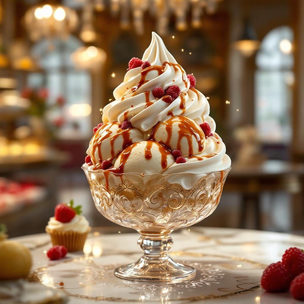 Opulent Ice Cream Dessert in Baroque Patisserie