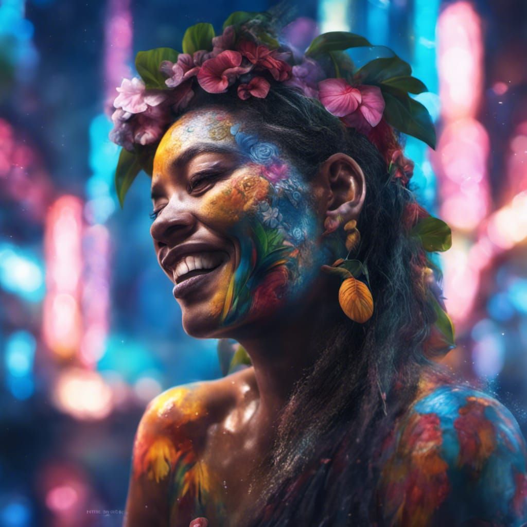 Dystopian Tropical Family in Hyperrealistic Style