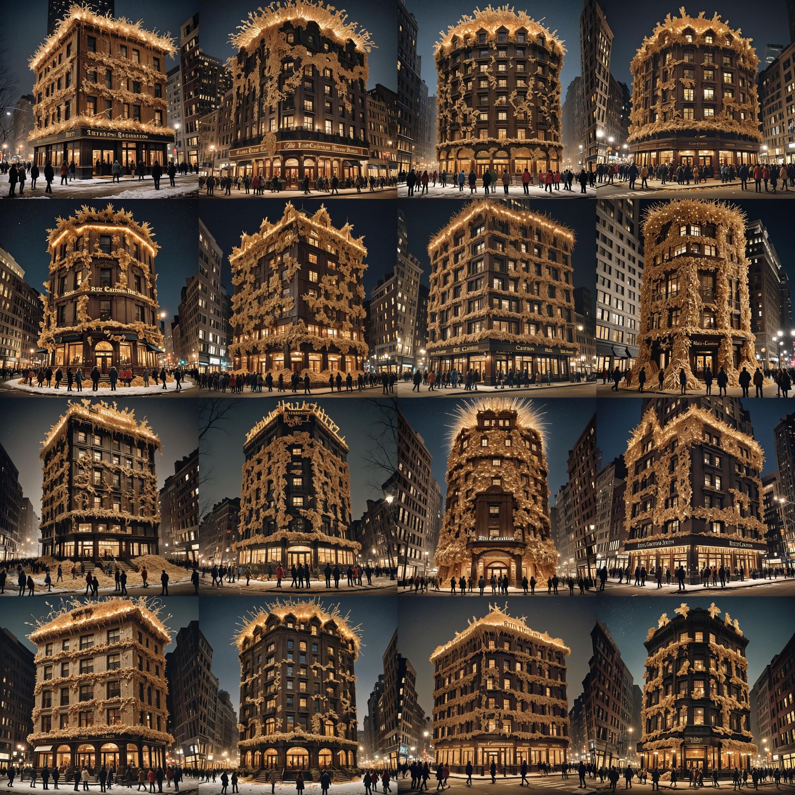 Ritz-Carlton Hotel at Night with Giant Hand