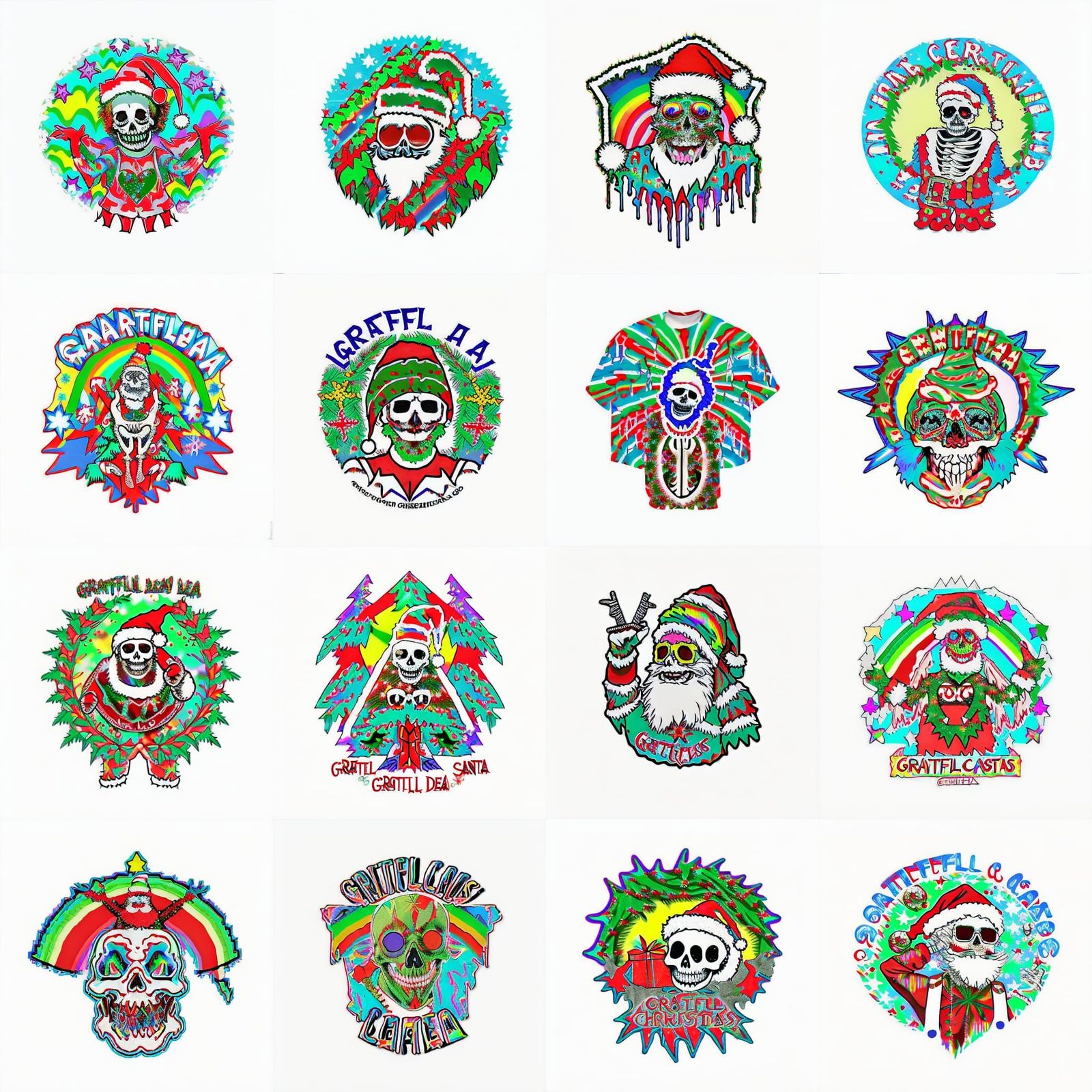 Trippy Grateful Dead Santa Skeleton Rave