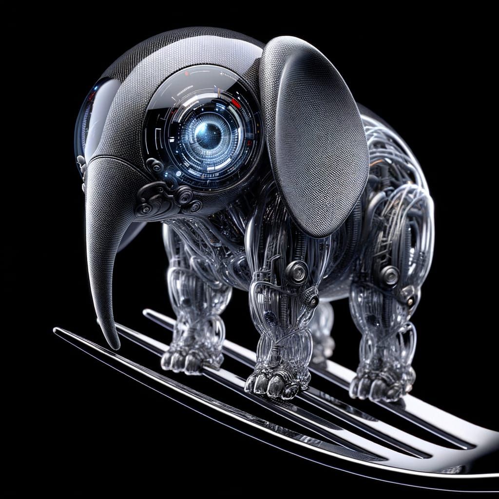 Futuristic Carbon Fibre Elephant Miniature