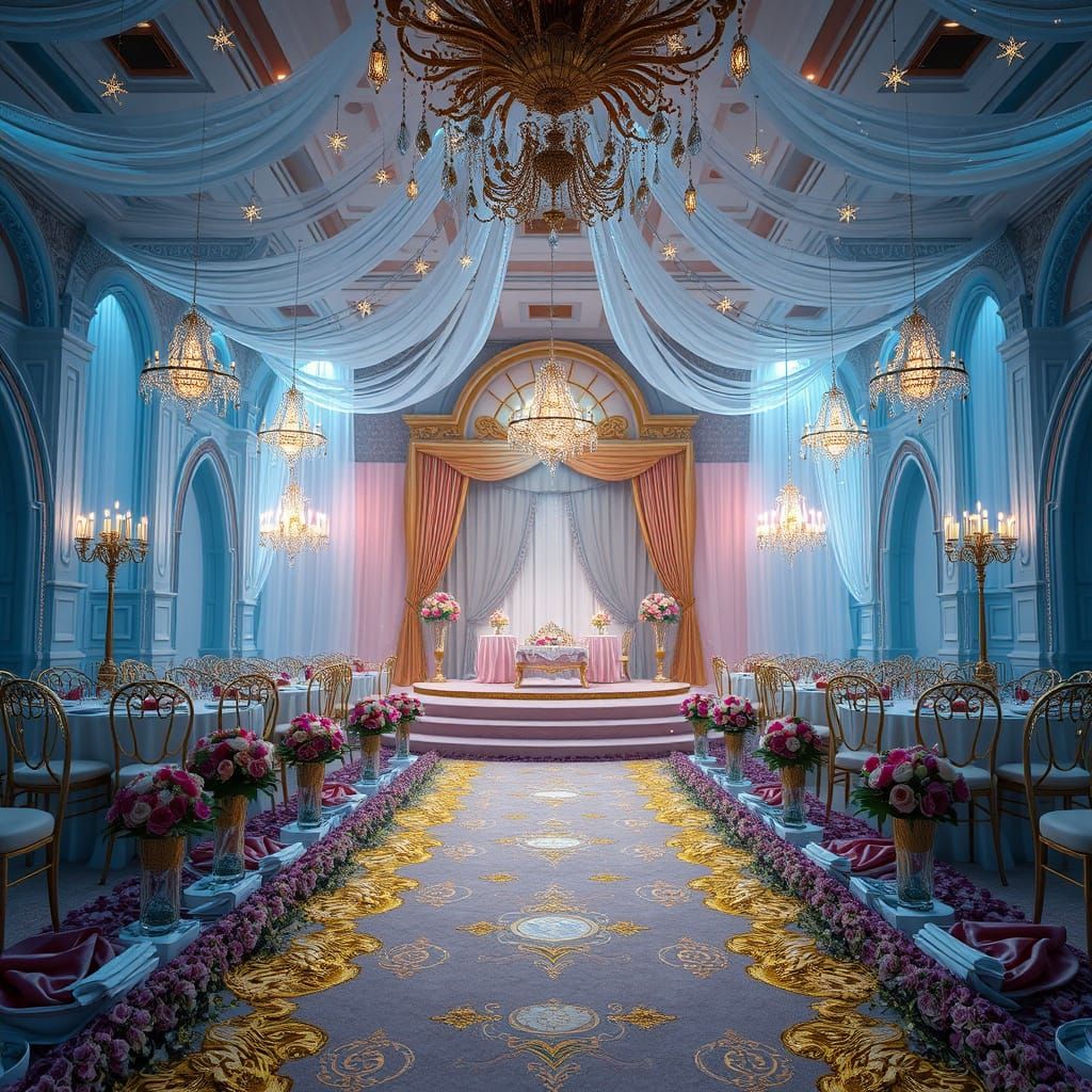 Royal Cinderella Wedding Scene in Opulent Style