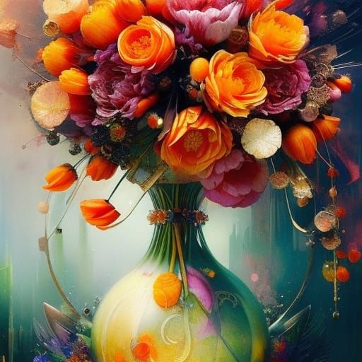 Anthropomorphic Tulip Bouquet in Digital Art Style